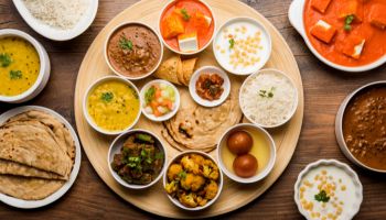 Executive Meal: Sabji, daal, rice, chapati, salad, pickle, sweets